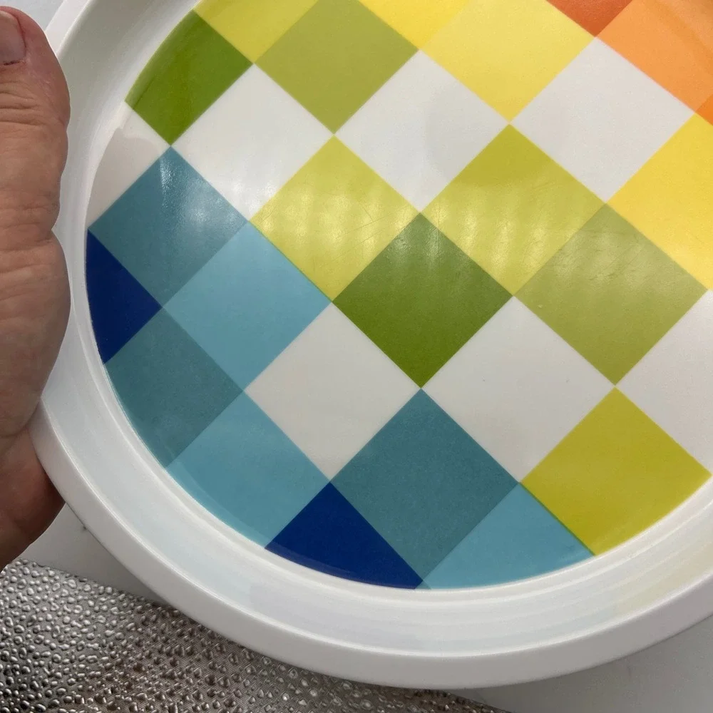 Circo Kids 5 Piece Melamine Dinnerware Set Robot Gears Checkered Multicolor